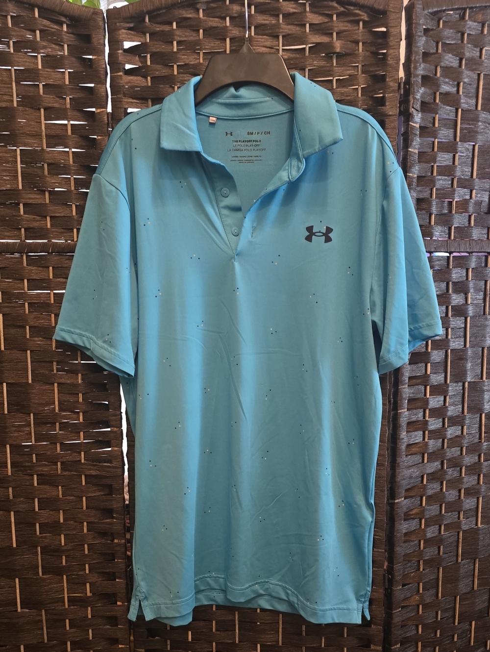 Under Armour Men's Aqua Blue The Playoff Performance Polo, Small, EUC